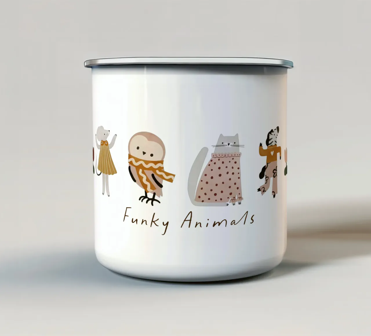 Funky Animals No 2 tazza in smalto da treechild