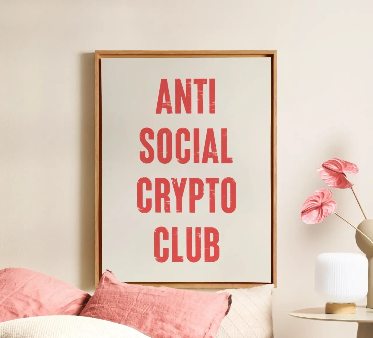 Criptoclub Antisocial lienzo con Marco flotante de Vintagrafica