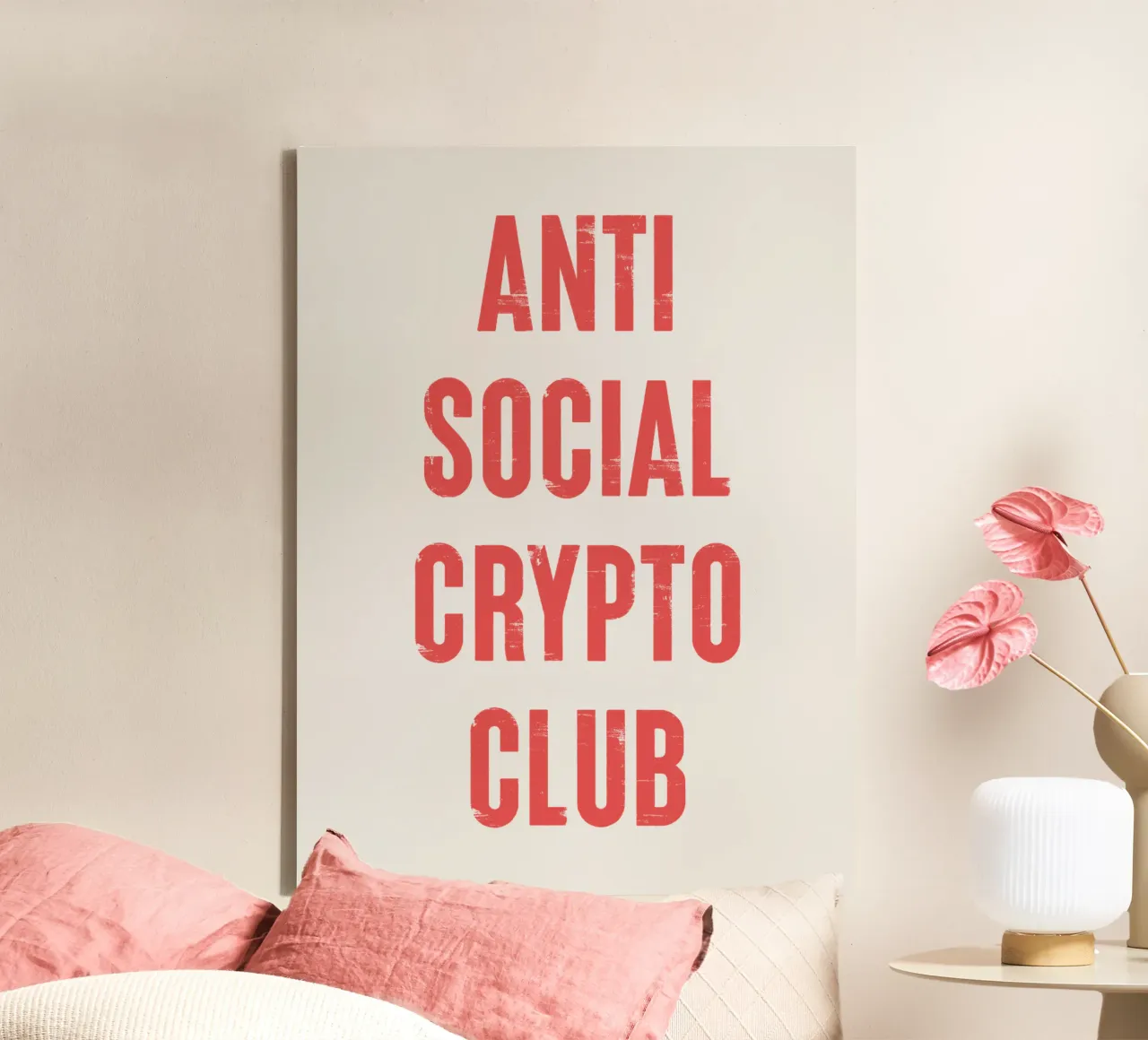 Criptoclub Antisocial lienzo con Marco flotante de Vintagrafica