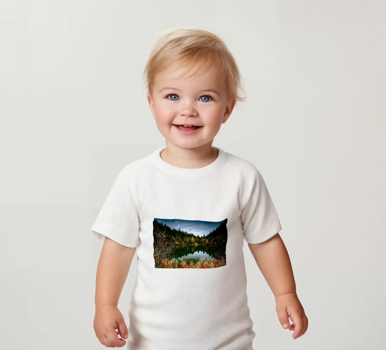 Reflection of the trees in the "Kleiner See" lake in Oberwiesenthal baby t-shirt by Marcus Beckert | Fotografie