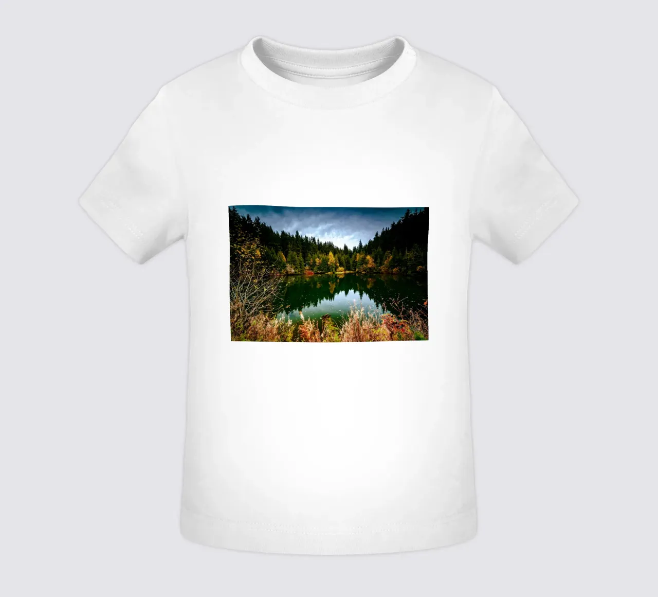 Reflection of the trees in the "Kleiner See" lake in Oberwiesenthal baby t-shirt by Marcus Beckert | Fotografie