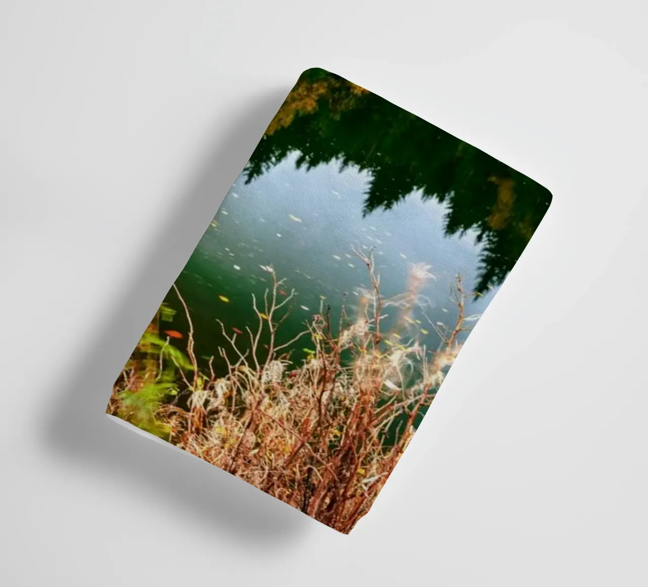 Reflection of the trees in the "Kleiner See" lake in Oberwiesenthal towel by Marcus Beckert | Fotografie