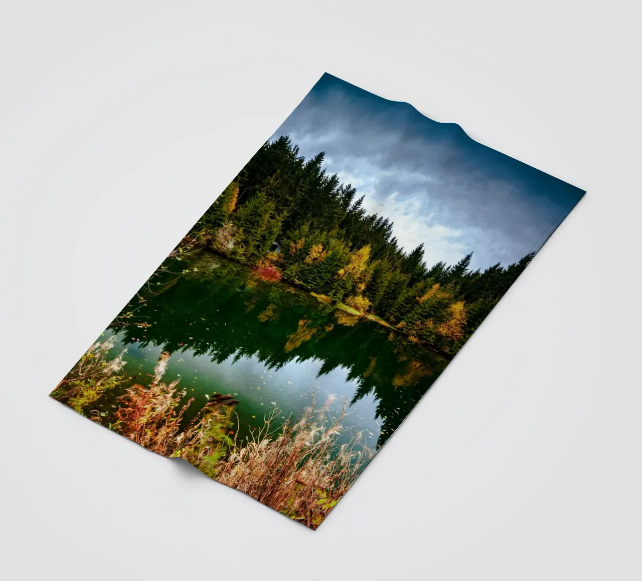 Reflection of the trees in the "Kleiner See" lake in Oberwiesenthal fleece blanket by Marcus Beckert | Fotografie