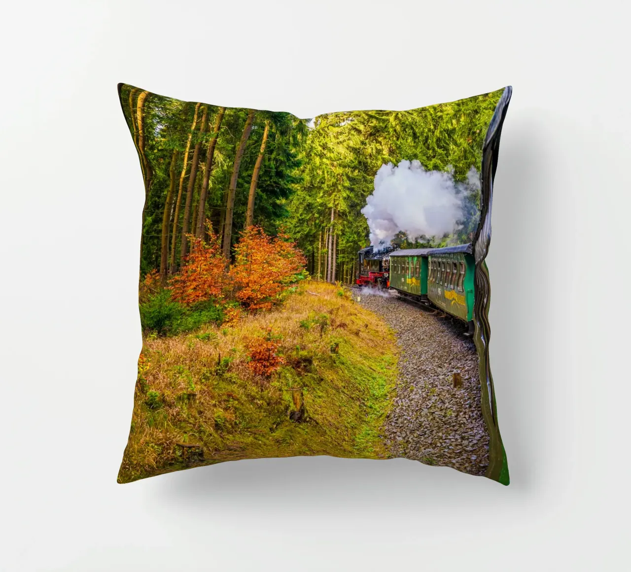 The Fichtelberg railway runs through the Ore Mountains decorative cushion by Marcus Beckert | Fotografie