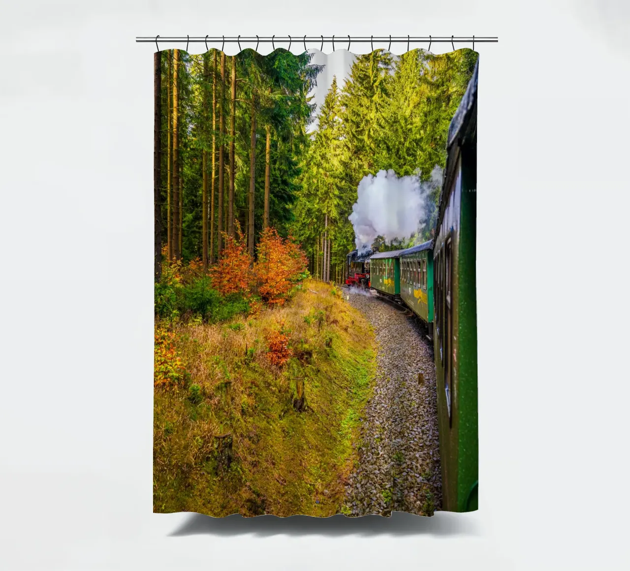 The Fichtelberg railway runs through the Ore Mountains shower curtain by Marcus Beckert | Fotografie