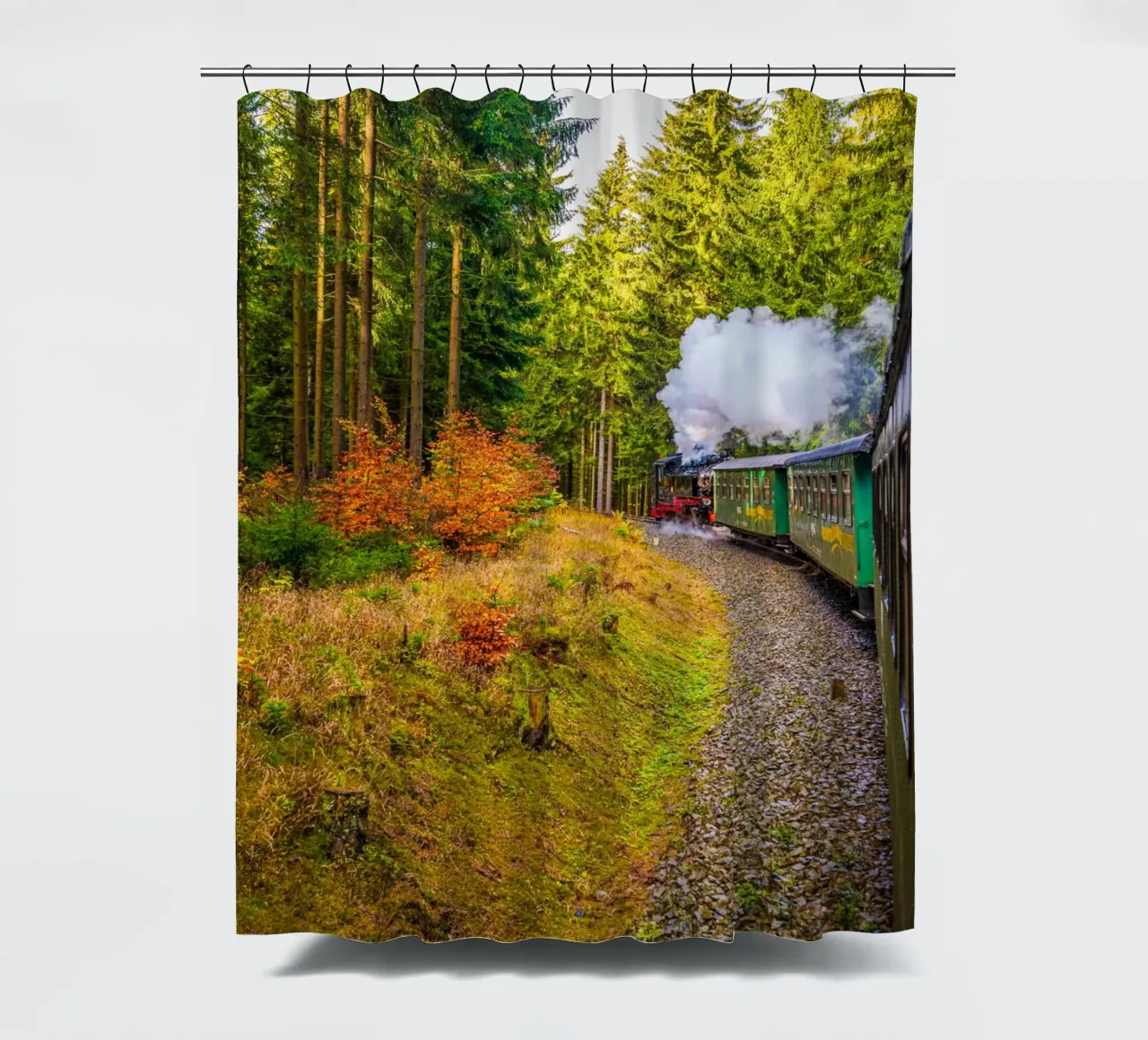 The Fichtelberg railway runs through the Ore Mountains shower curtain by Marcus Beckert | Fotografie