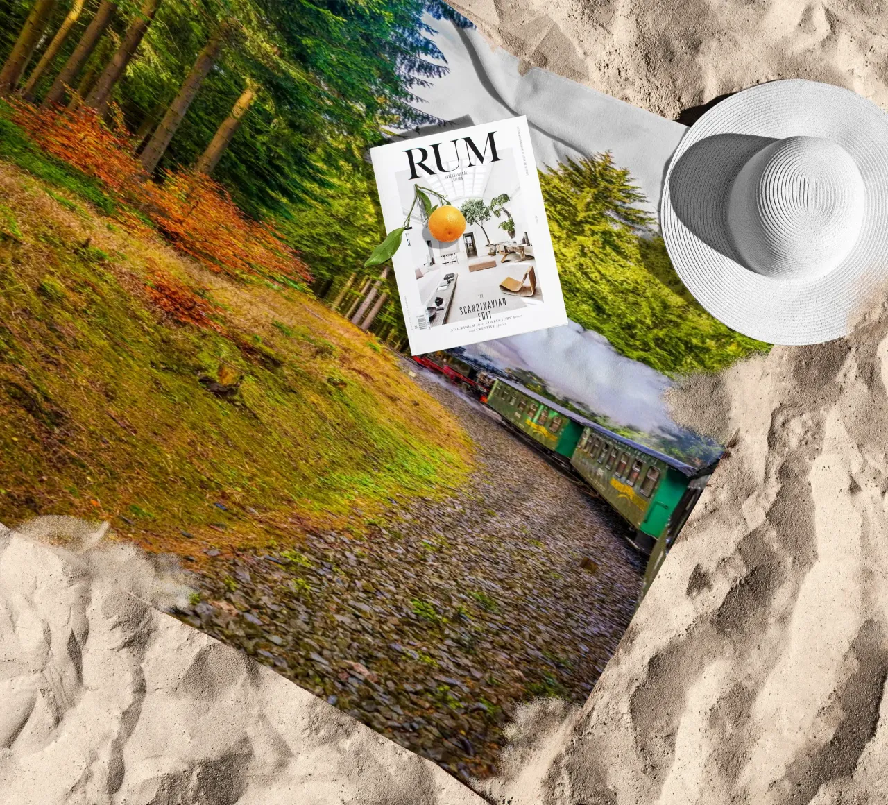 The Fichtelberg railway runs through the Ore Mountains beach towel by Marcus Beckert | Fotografie