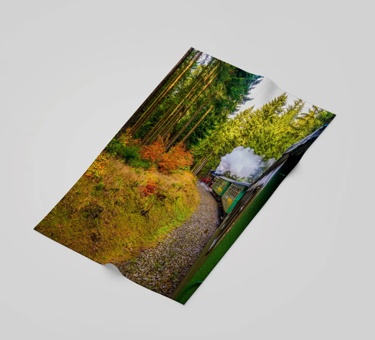 The Fichtelberg railway runs through the Ore Mountains beach towel by Marcus Beckert | Fotografie