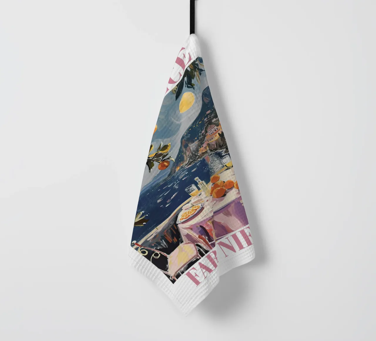 Il Dolce Far Niente, Sicilië, Italië Nachtcitaat theedoek van Peaches Art Prints