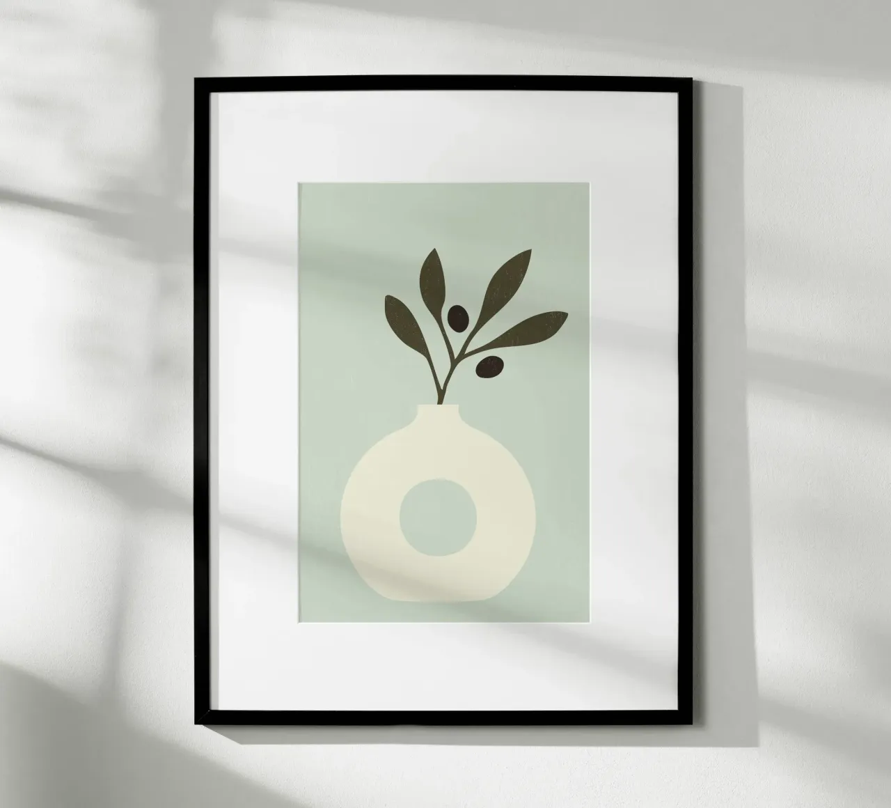 vaso con ramo d'ulivo poster con telaio in plastica da STUDIO 4H37