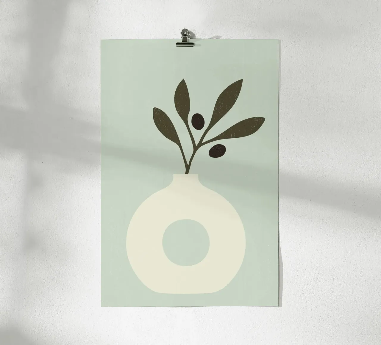 vaso con ramo d'ulivo poster con telaio in plastica da STUDIO 4H37