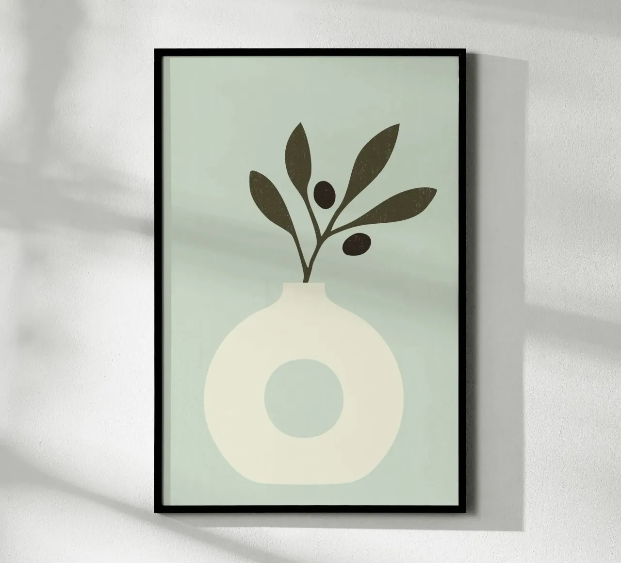 vaso con ramo d'ulivo poster con telaio in plastica da STUDIO 4H37