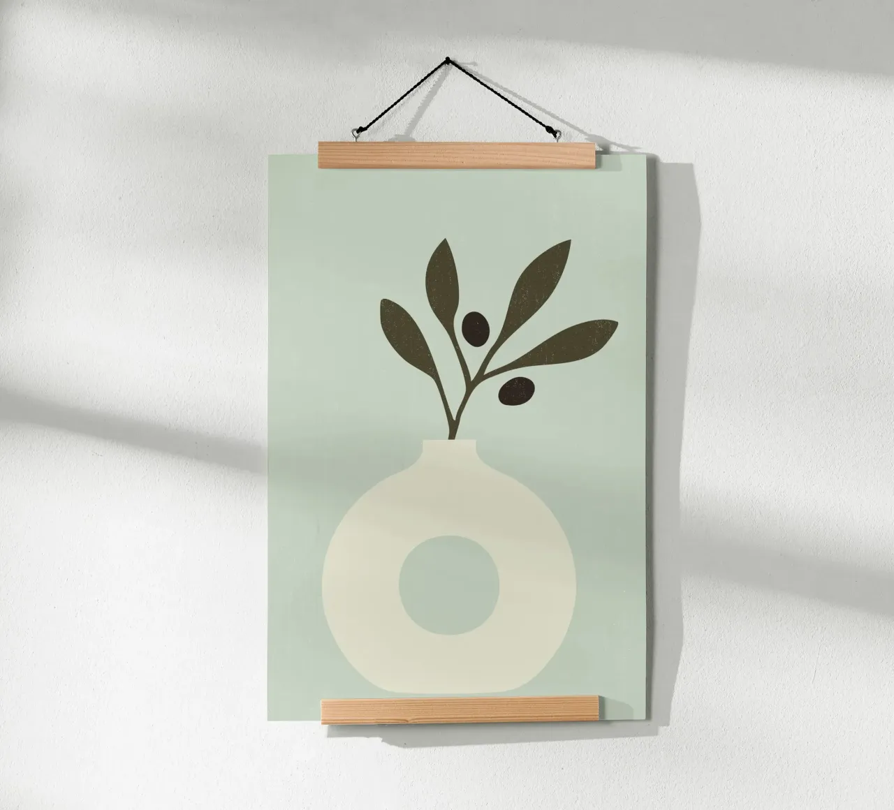 vaso con ramo d'ulivo poster con telaio in plastica da STUDIO 4H37