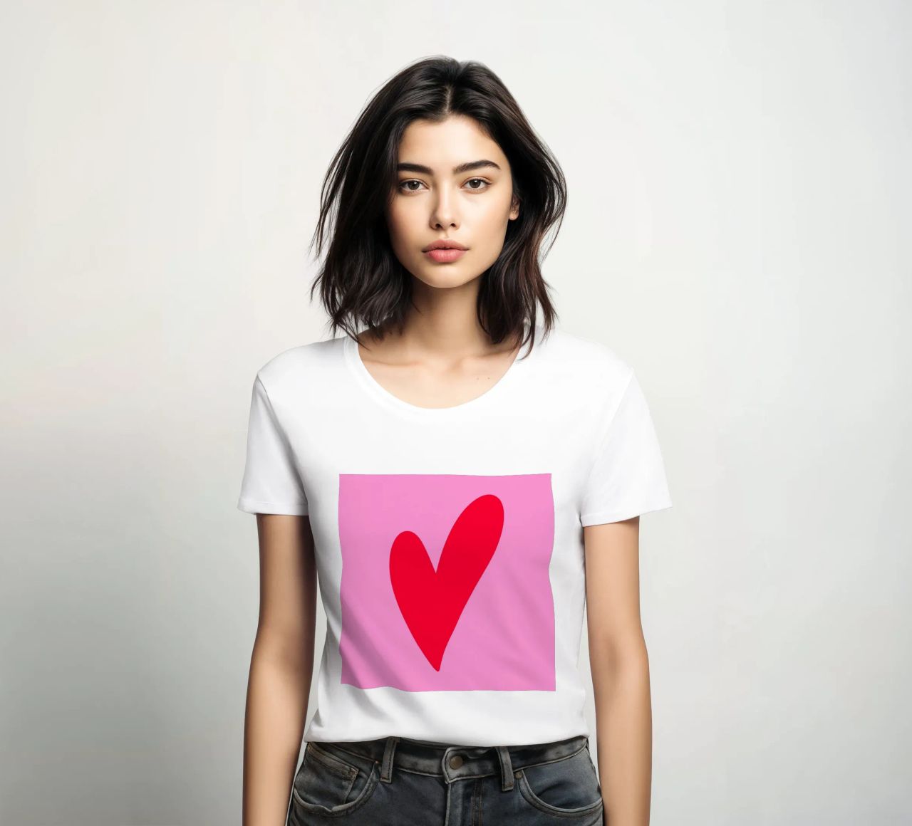 Minimaal hart dames t-shirt getailleerd van Wackapacka