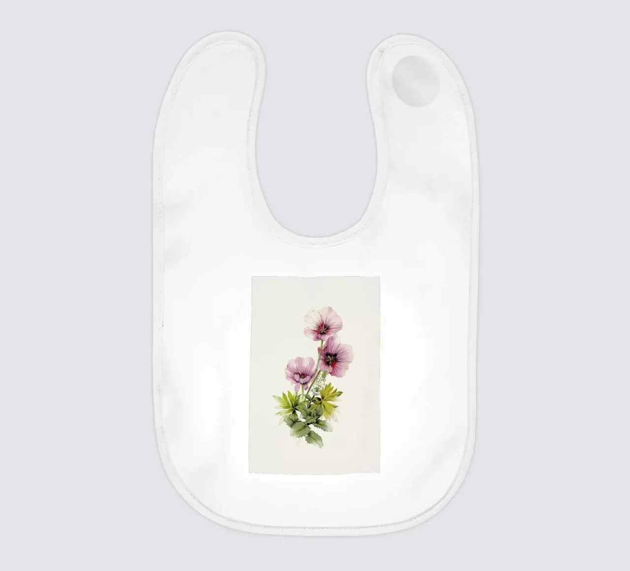Geranium & Garden mint baby bib by La Scarlatte