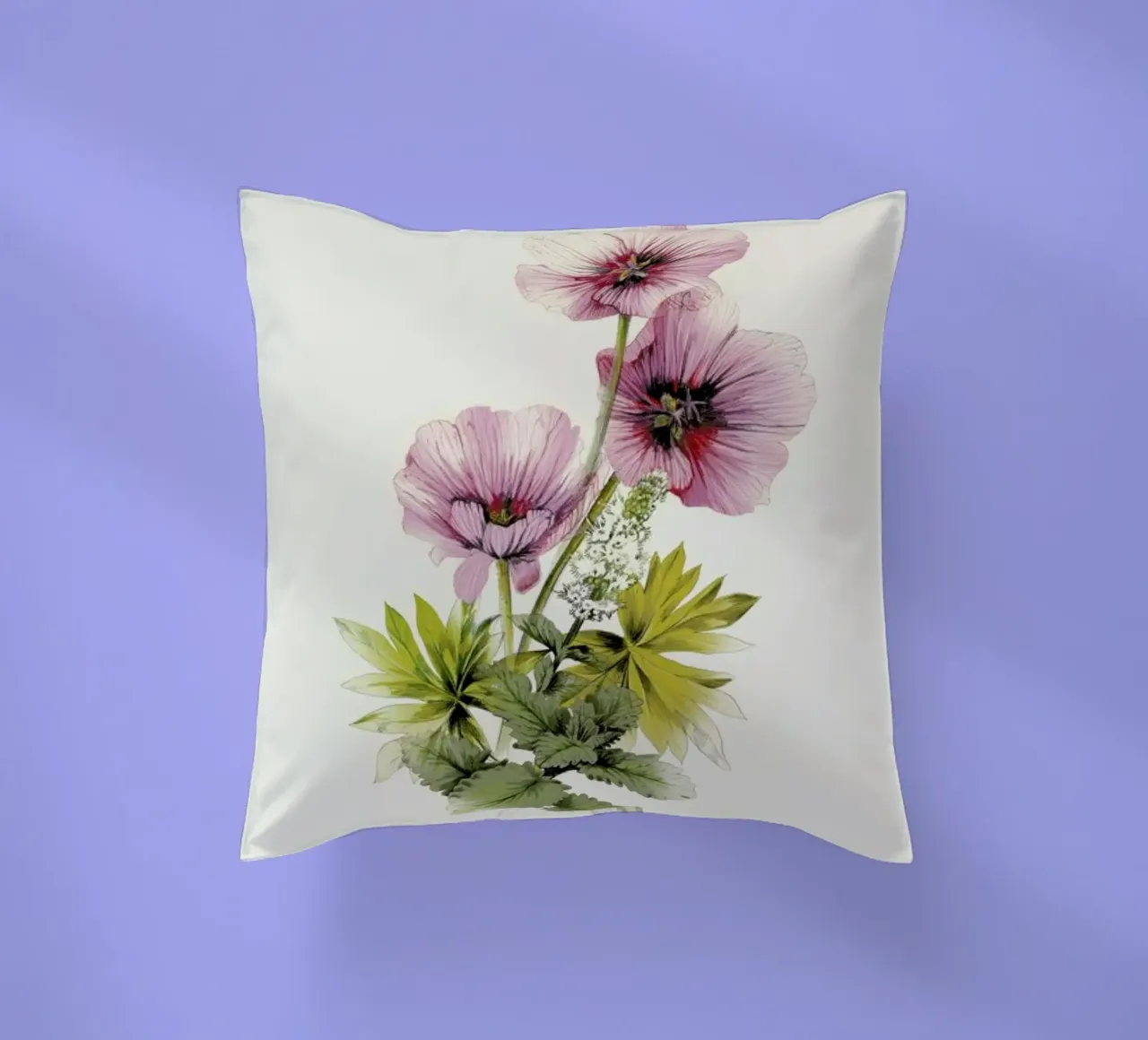 Geranium & Garden mint decorative cushion by La Scarlatte