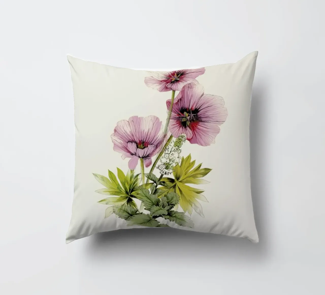 Geranium & Garden mint decorative cushion by La Scarlatte