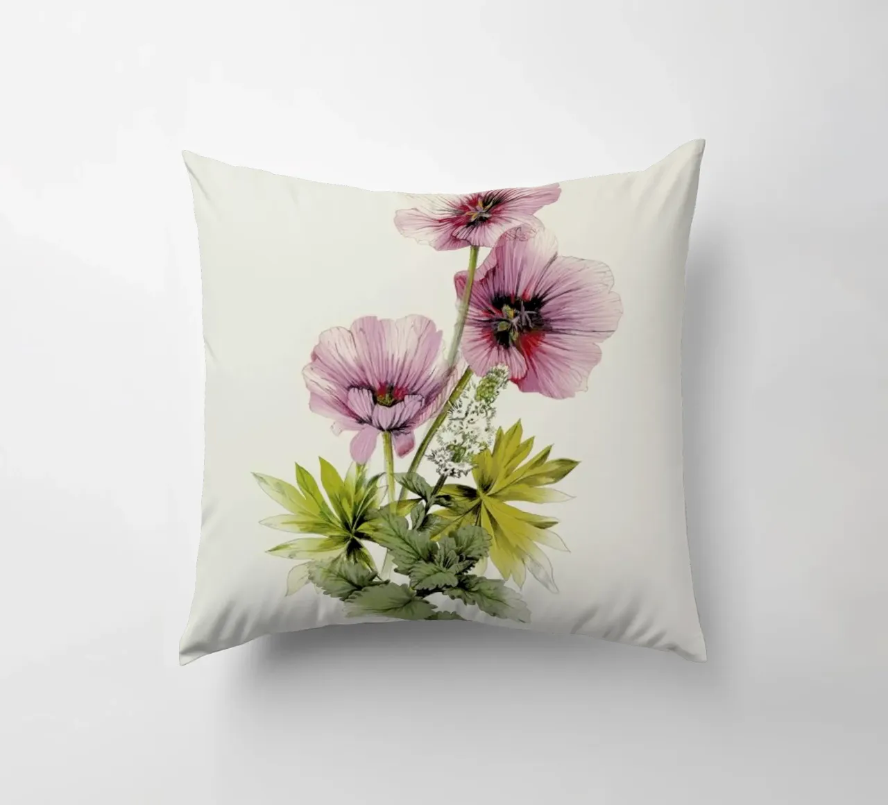 Geranium & Garden mint decorative cushion by La Scarlatte