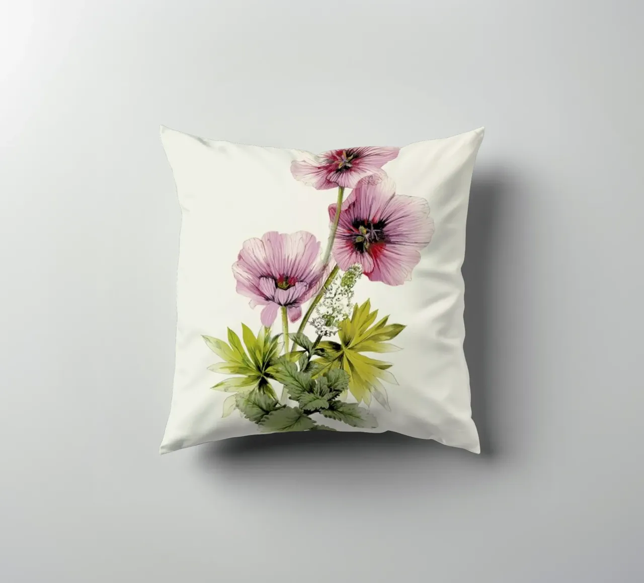 Geranium & Garden mint decorative cushion by La Scarlatte