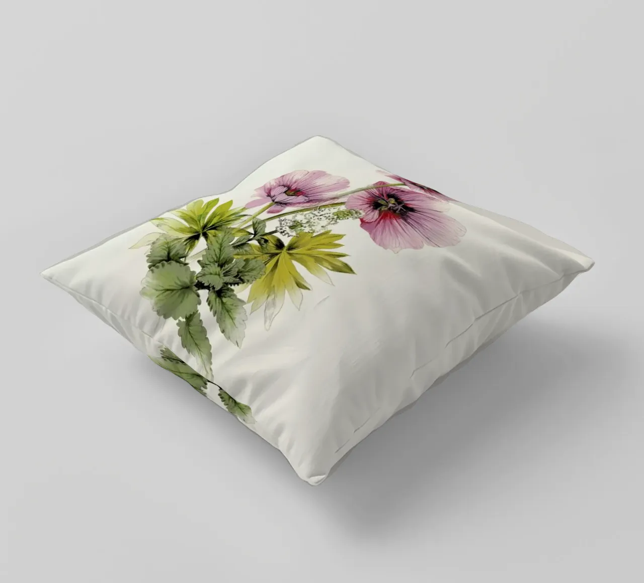 Geranium & Garden mint decorative cushion by La Scarlatte