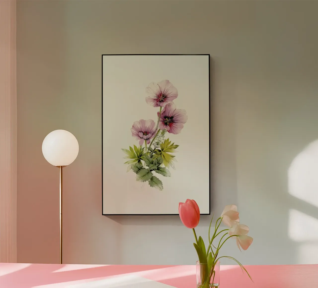 Geranium & Garden mint acrylic glass by La Scarlatte