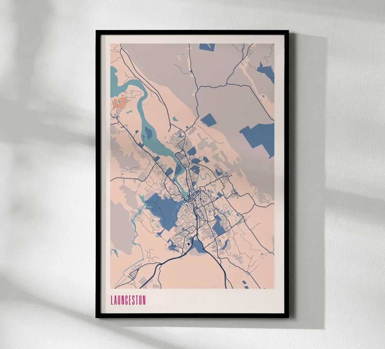 Launceston - Tasmaniens Herz poster con telaio in alluminio da MOOODZART