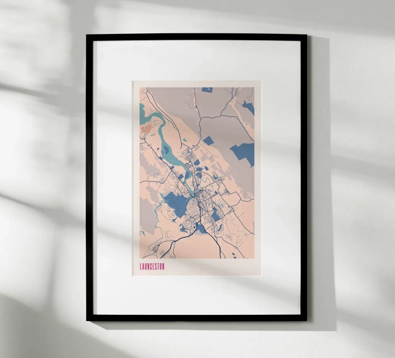 Launceston - Tasmaniens Herz poster con telaio in alluminio da MOOODZART
