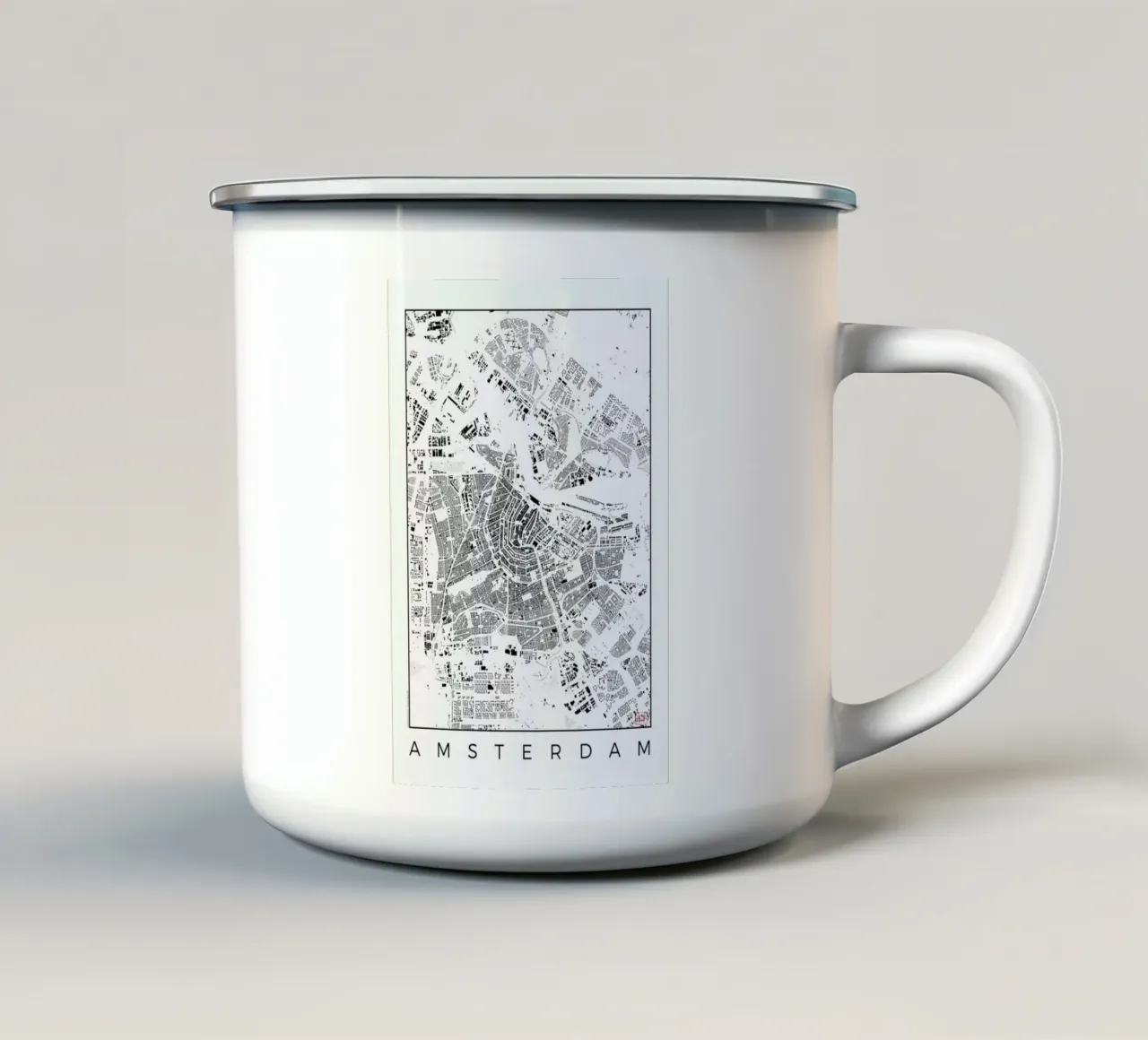 Amsterdam Map Schwarzplan tazza in smalto da Hubert Roguski
