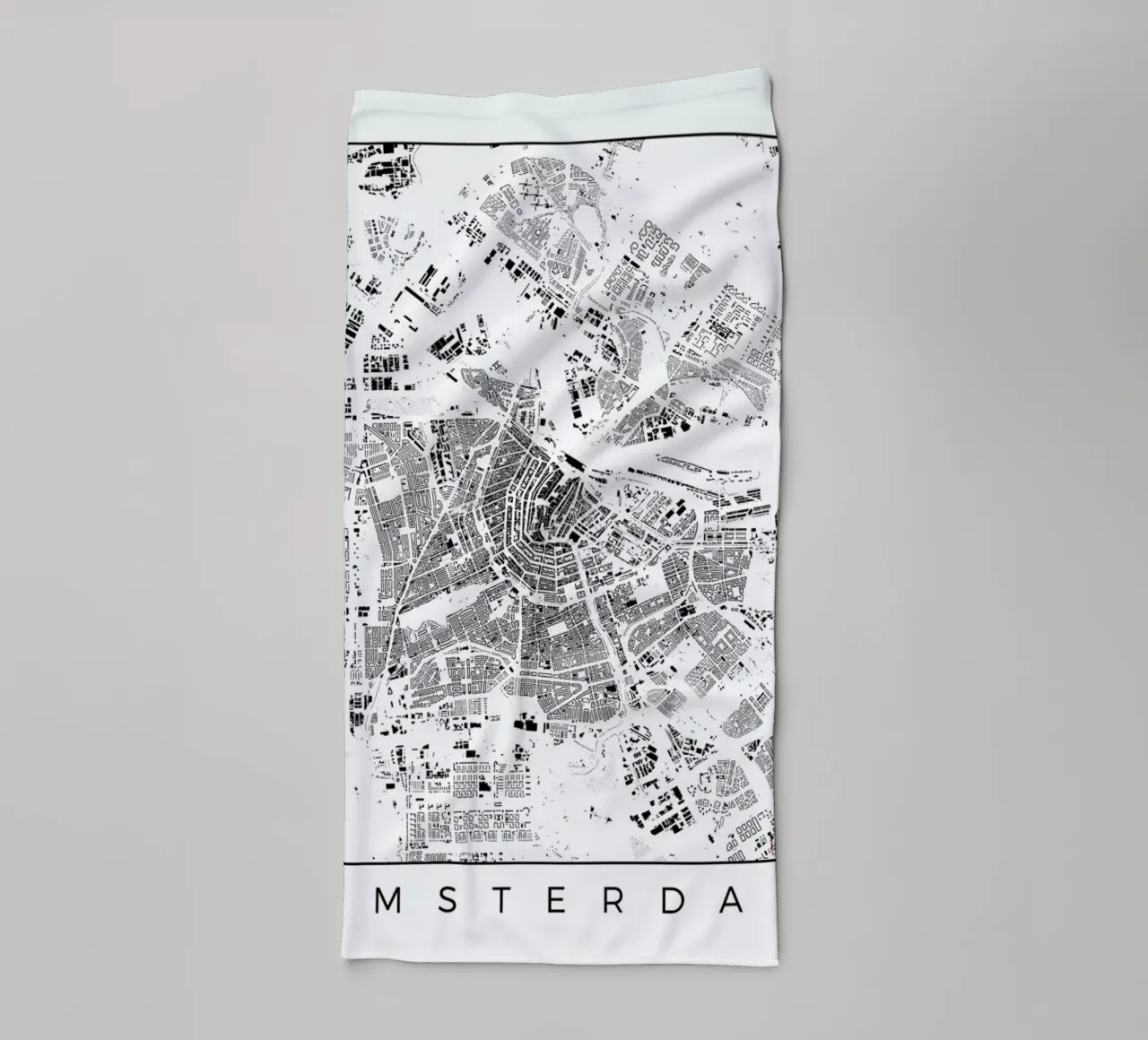 Amsterdam Map Schwarzplan asciugamano da bagno da Hubert Roguski