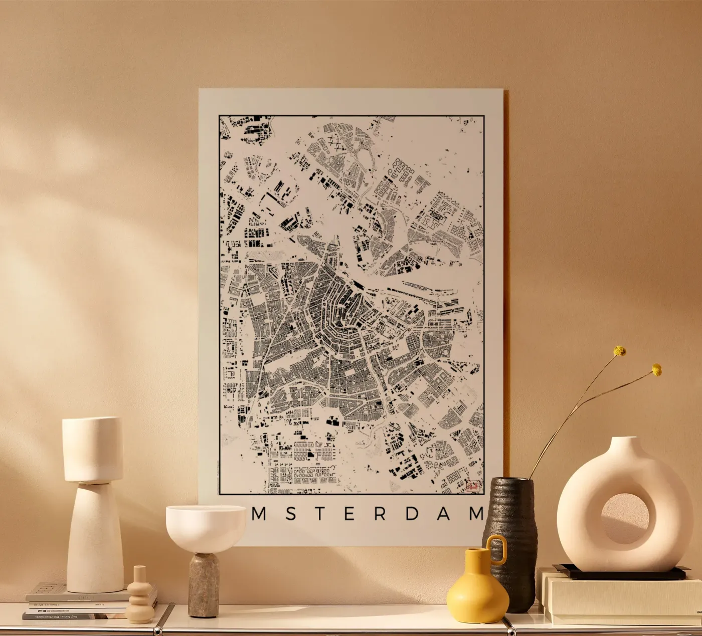 Amsterdam Map Schwarzplan Acryl-Glas von Hubert Roguski