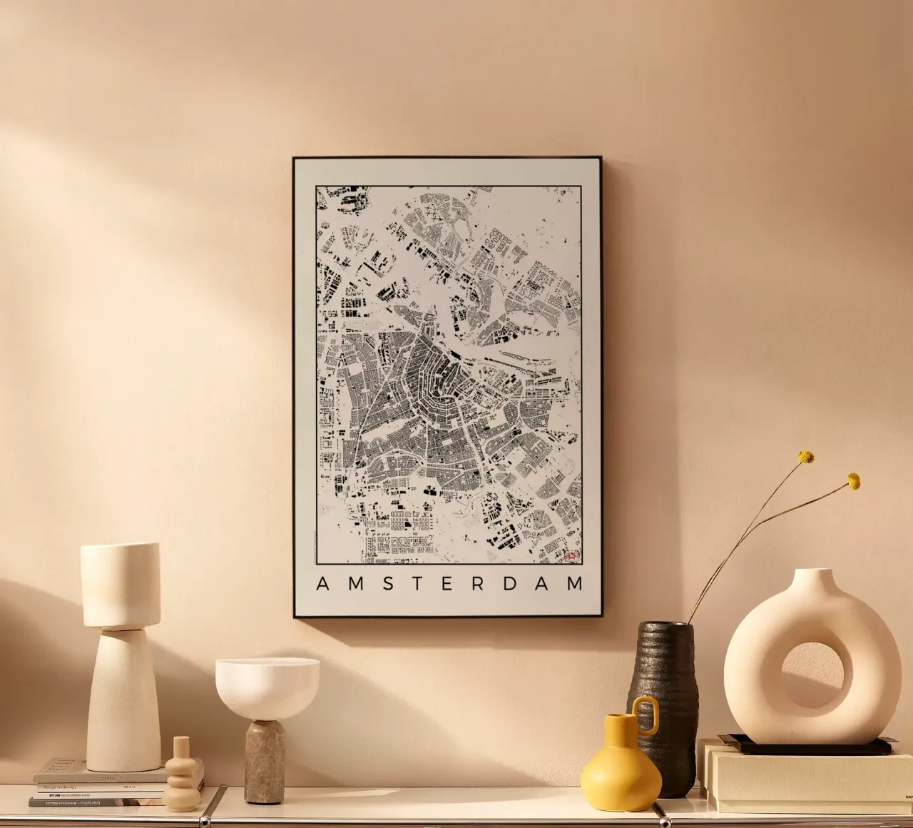 Amsterdam Map Schwarzplan alu-dibond by Hubert Roguski