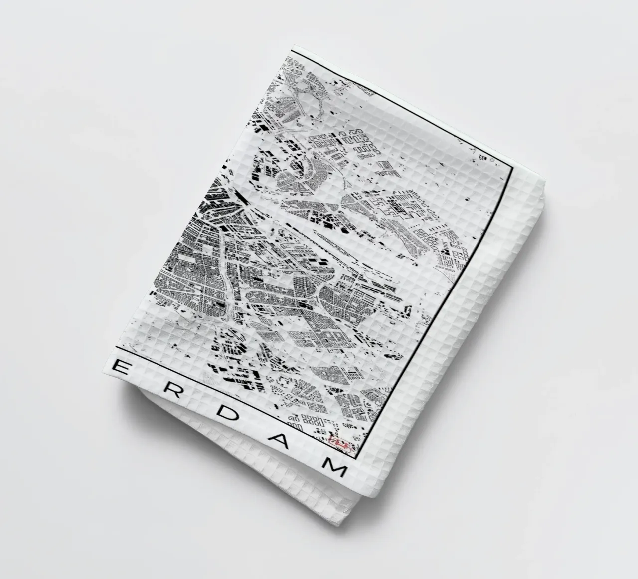 Amsterdam Map Schwarzplan tea towel by Hubert Roguski