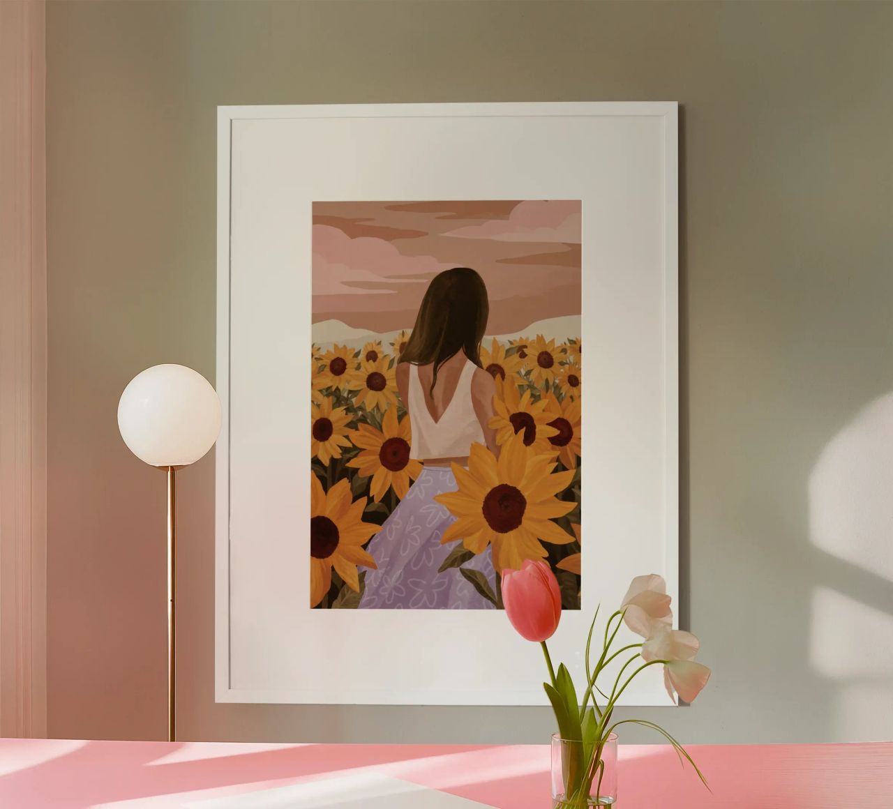 Golden Sunflower Field – Dreamy Summer Illustration poster de AlbertKlee