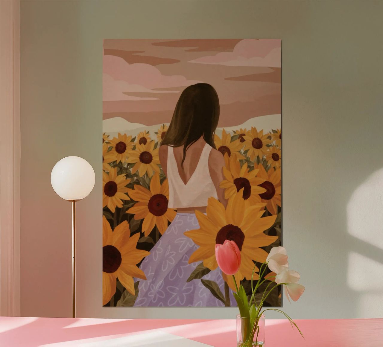Golden Sunflower Field – Dreamy Summer Illustration poster de AlbertKlee