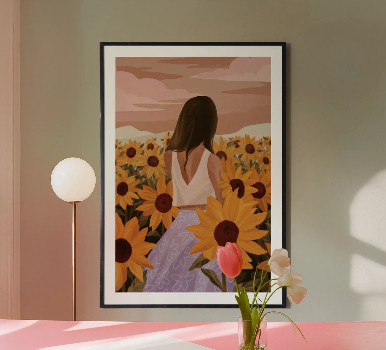 Golden Sunflower Field – Dreamy Summer Illustration poster de AlbertKlee