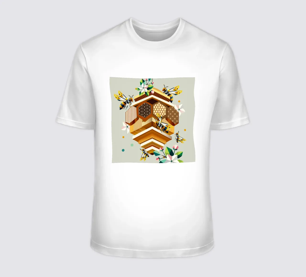 Alveare, brulicante di api e di fiori di melo t-shirt da namosh