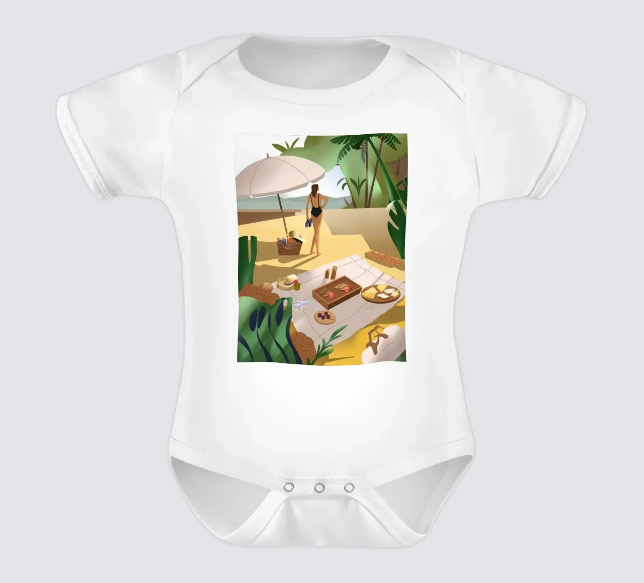 Picnic in spiaggia body neonato maniche corte da Artie Shifa