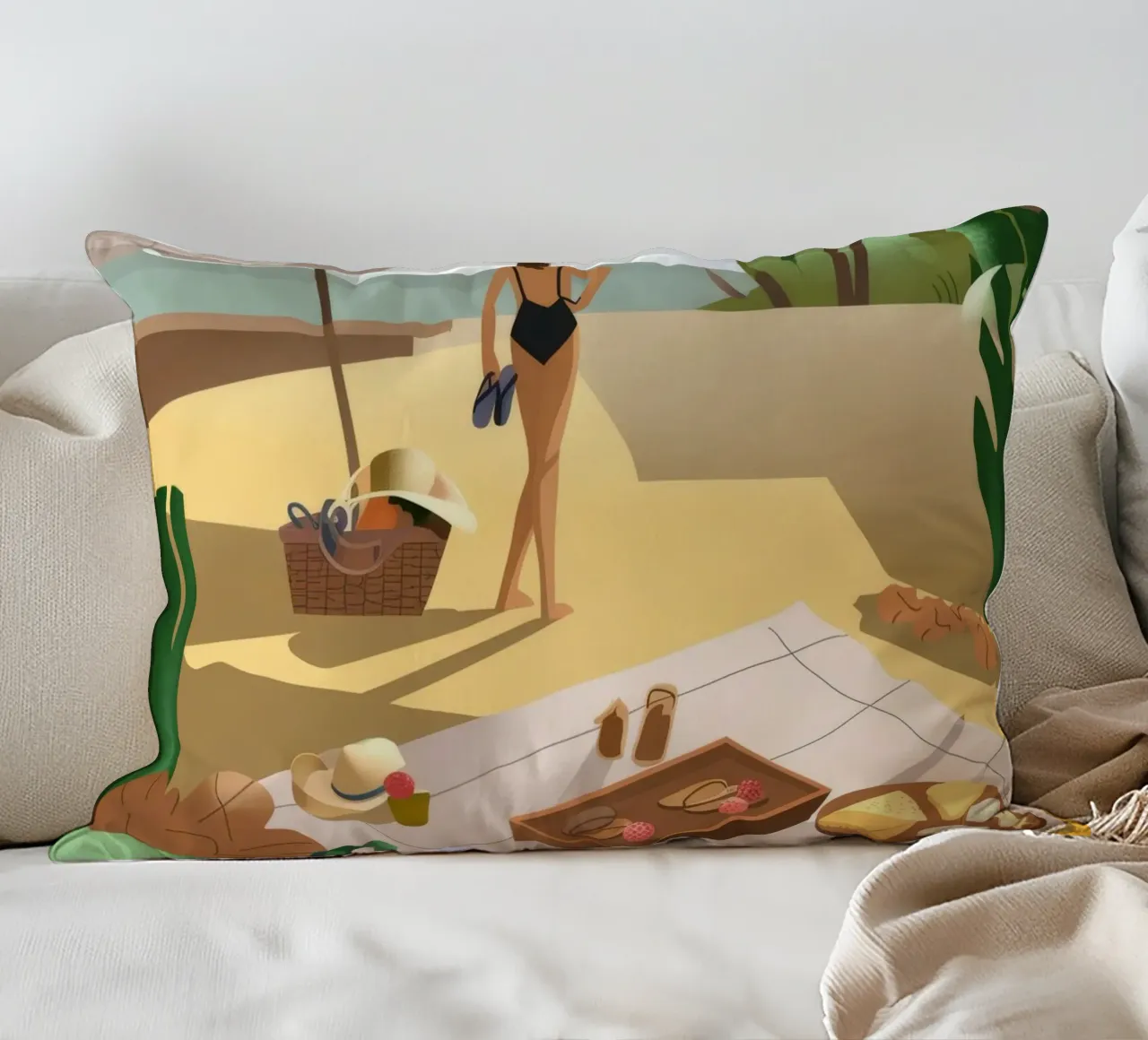 Picnic in spiaggia cuscino da Artie Shifa