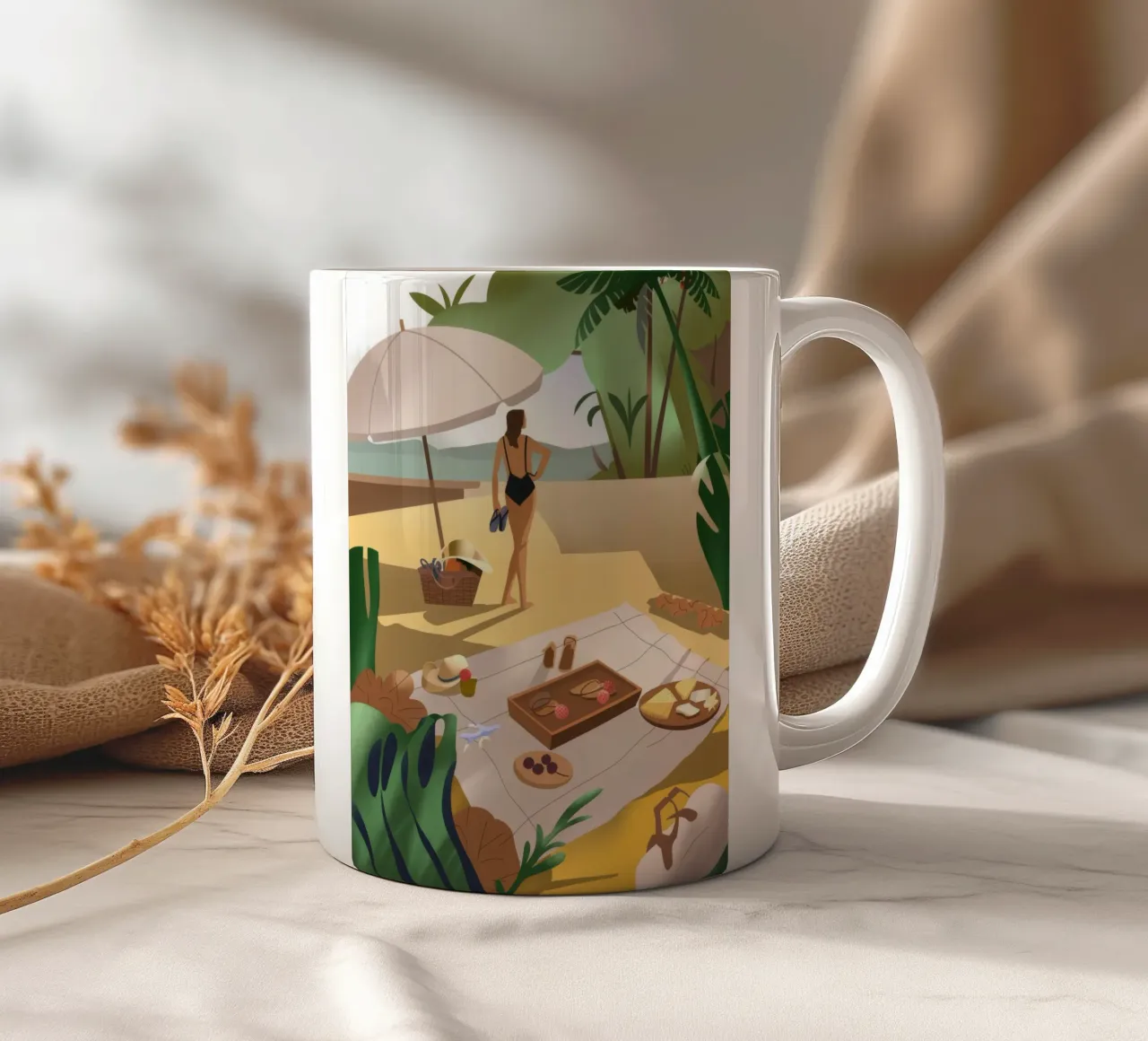 Strand-Picknick Keramik Tasse von Artie Shifa
