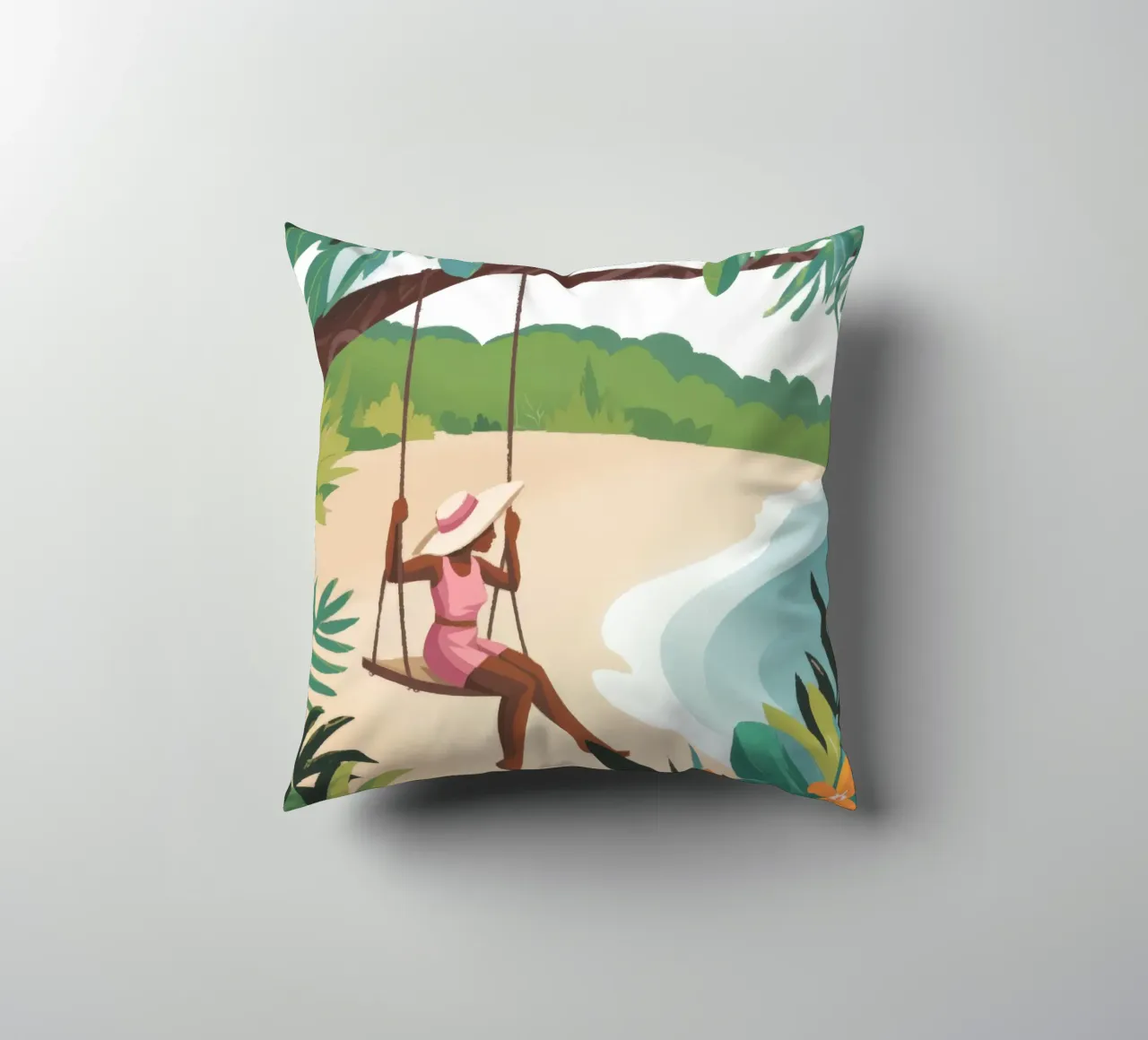 Beach Swing decorative cushion by Artie Shifa