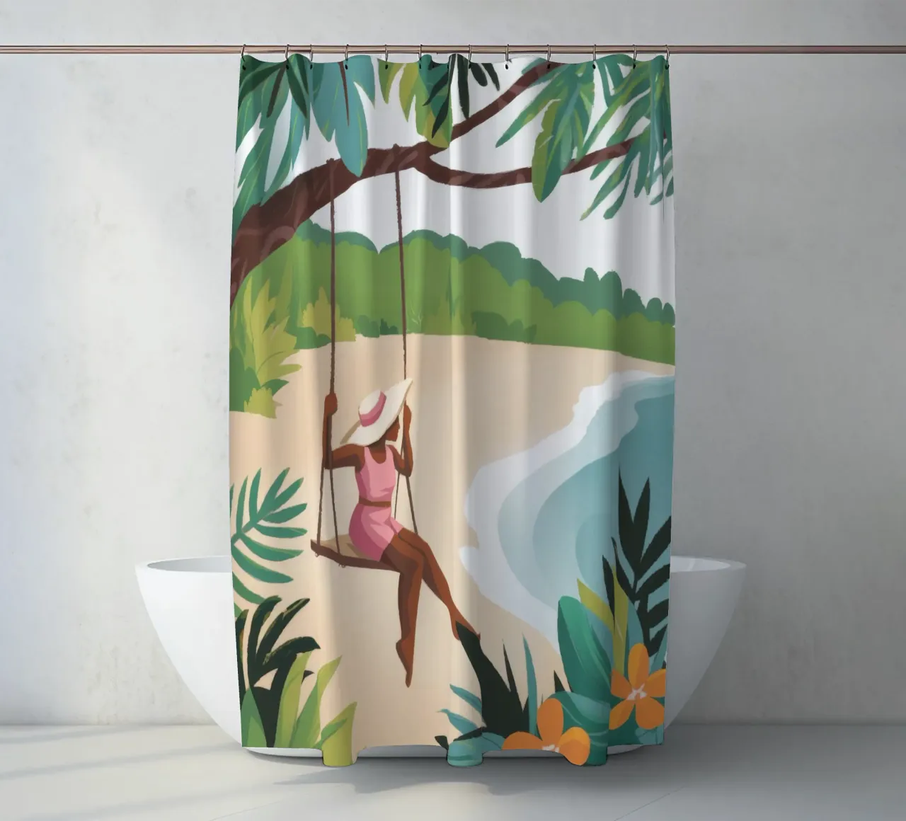 Beach Swing shower curtain by Artie Shifa