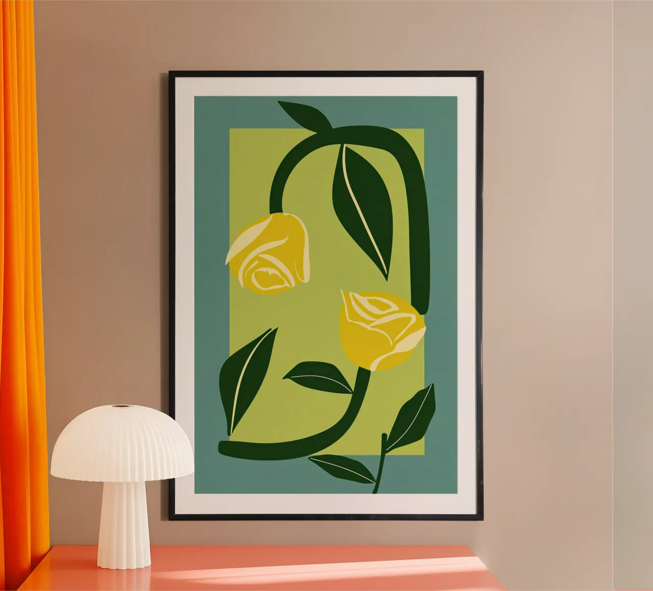 Rose gialle per te | Design grafico poster con telaio in legno da Autofocus