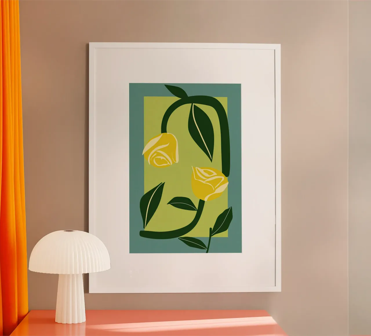 Rose gialle per te | Design grafico poster con telaio in legno da Autofocus