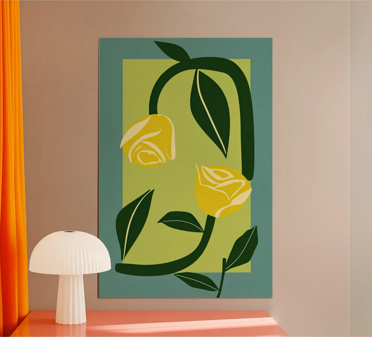 Rose gialle per te | Design grafico poster con telaio in legno da Autofocus
