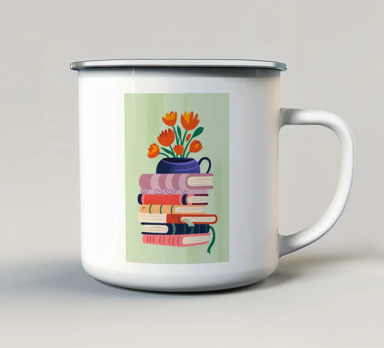 Fiori di libri tazza in smalto da Artie Shifa