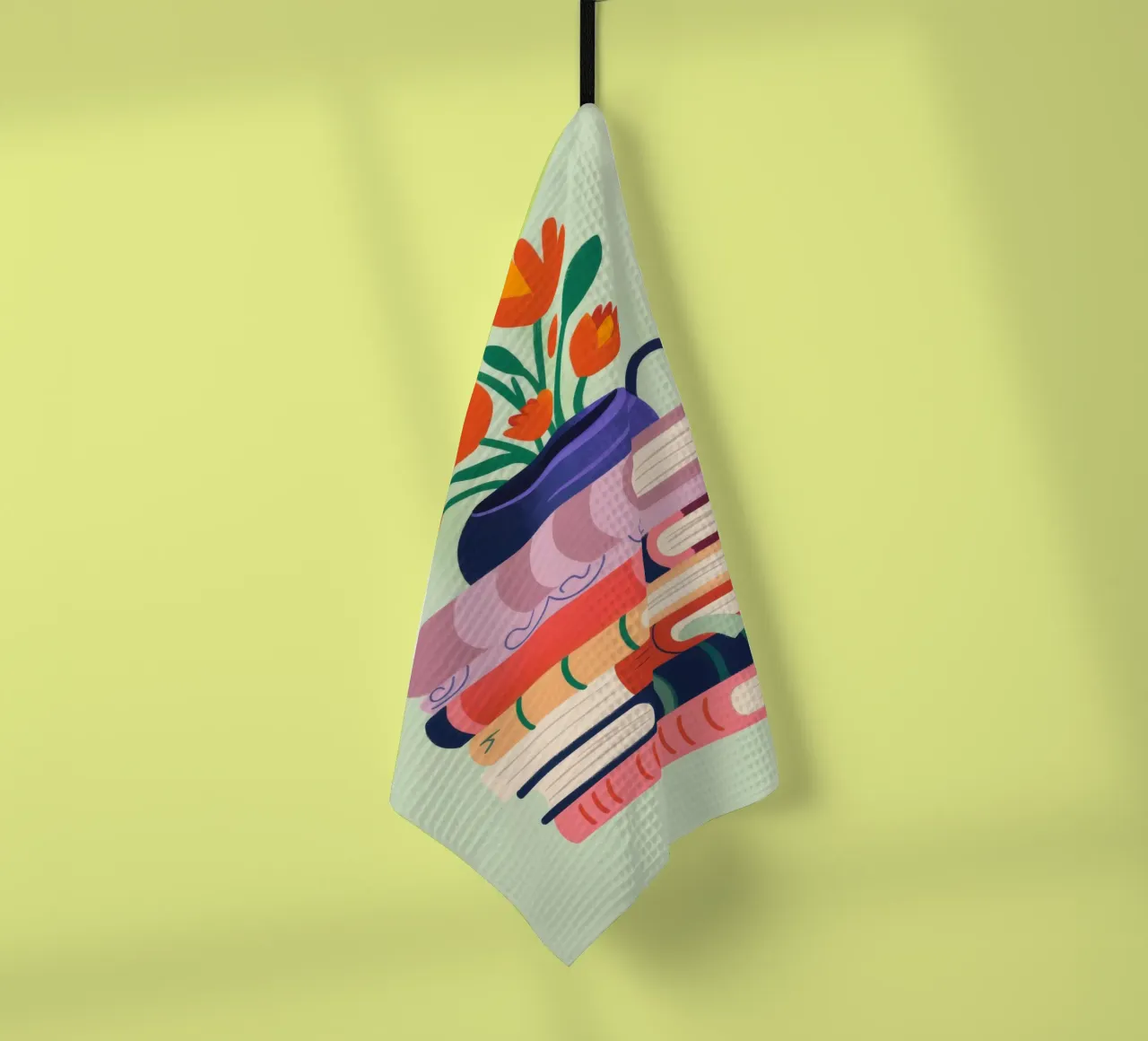 Bookish Blooms tea towel by Artie Shifa
