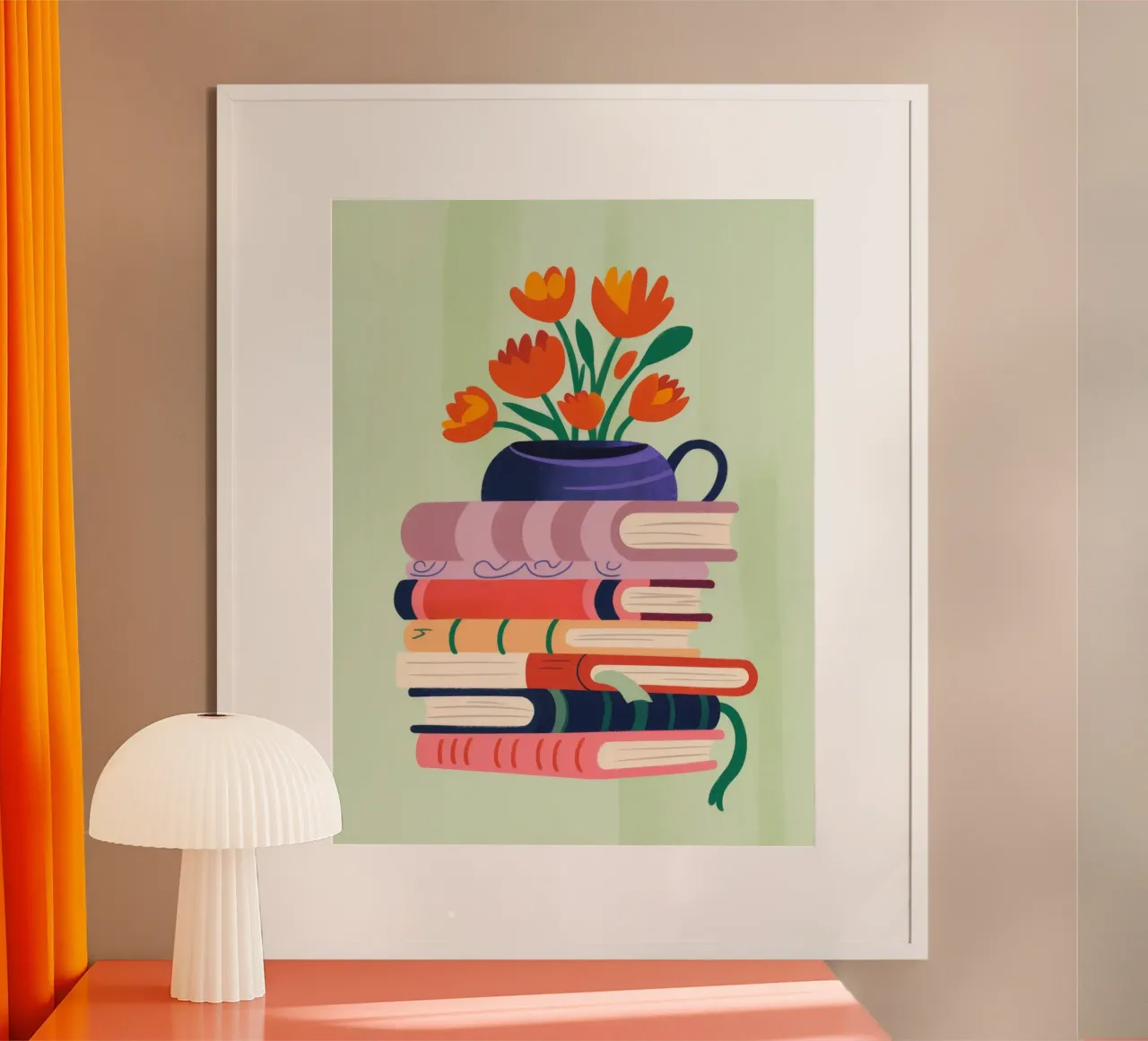 Fiori di libri poster con telaio in legno da Artie Shifa