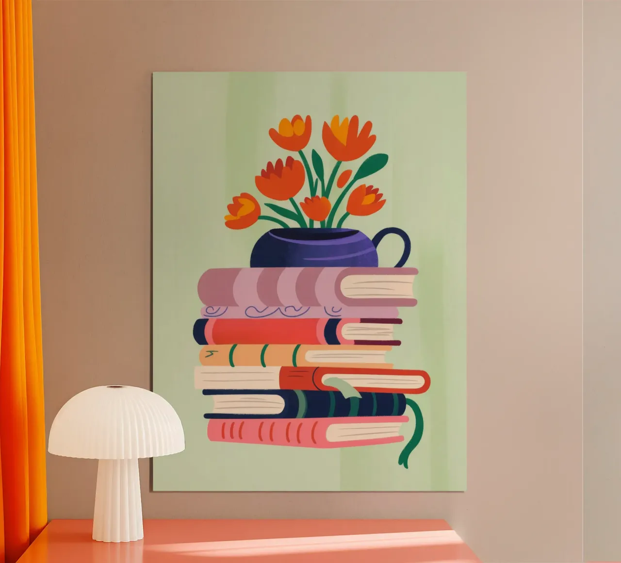 Fiori di libri poster con telaio in legno da Artie Shifa