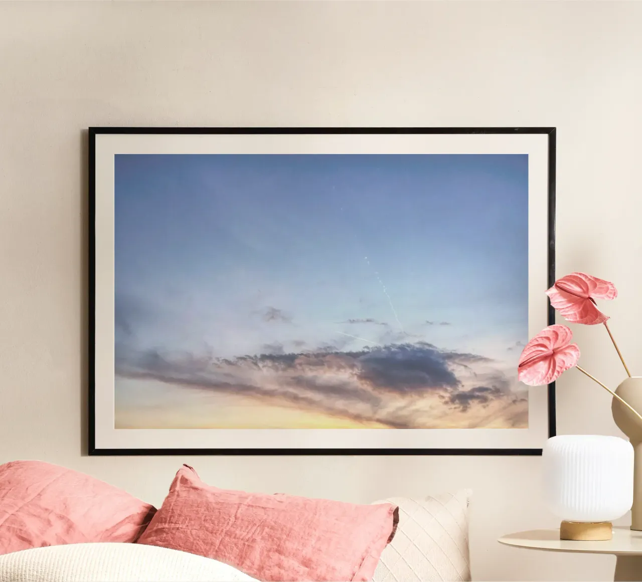 Alpine evening poster avec cadre en bois de Nur Mut