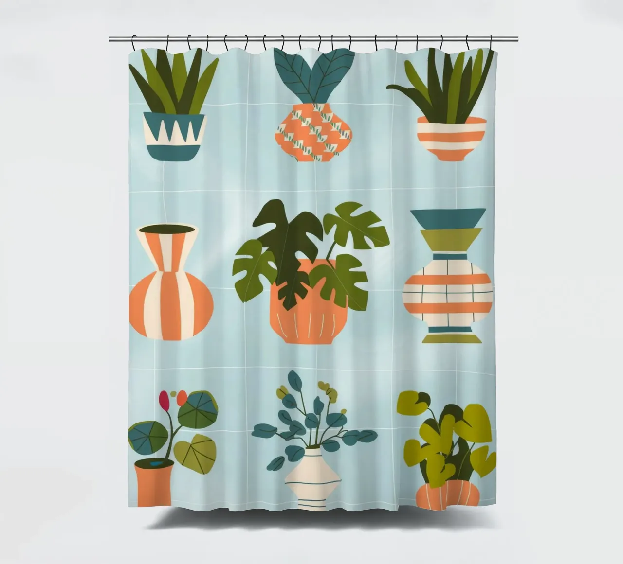 Botanical Grid shower curtain by Artie Shifa